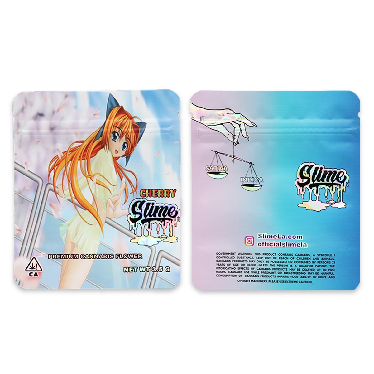 Cherry Slime Holographic Mylar Bags 3.5 Grams