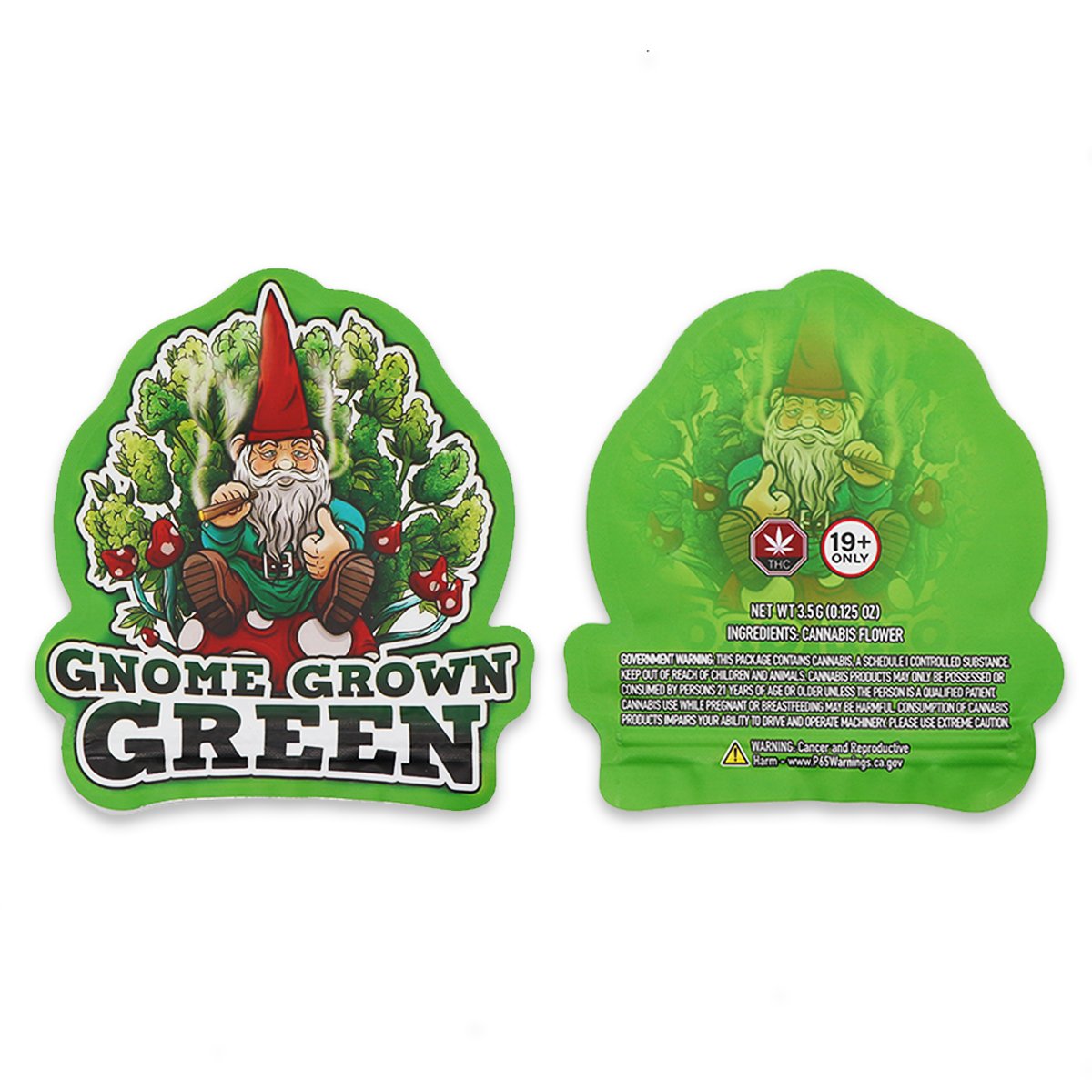 Green Gnome Grown SFX Mylar Bags 3.5 Grams - Custom 420 bagPackaging & Storage