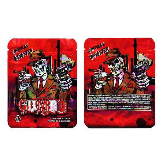 Gumbo American Gangster Holographic Mylar Bags 3.5 Grams - Custom 420 bagPackaging & Storage
