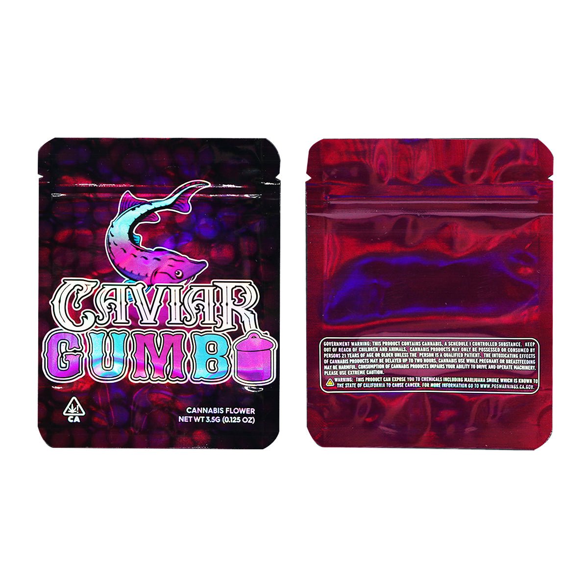 Gumbo Caviar Weed Mylar Bags 3.5 Grams