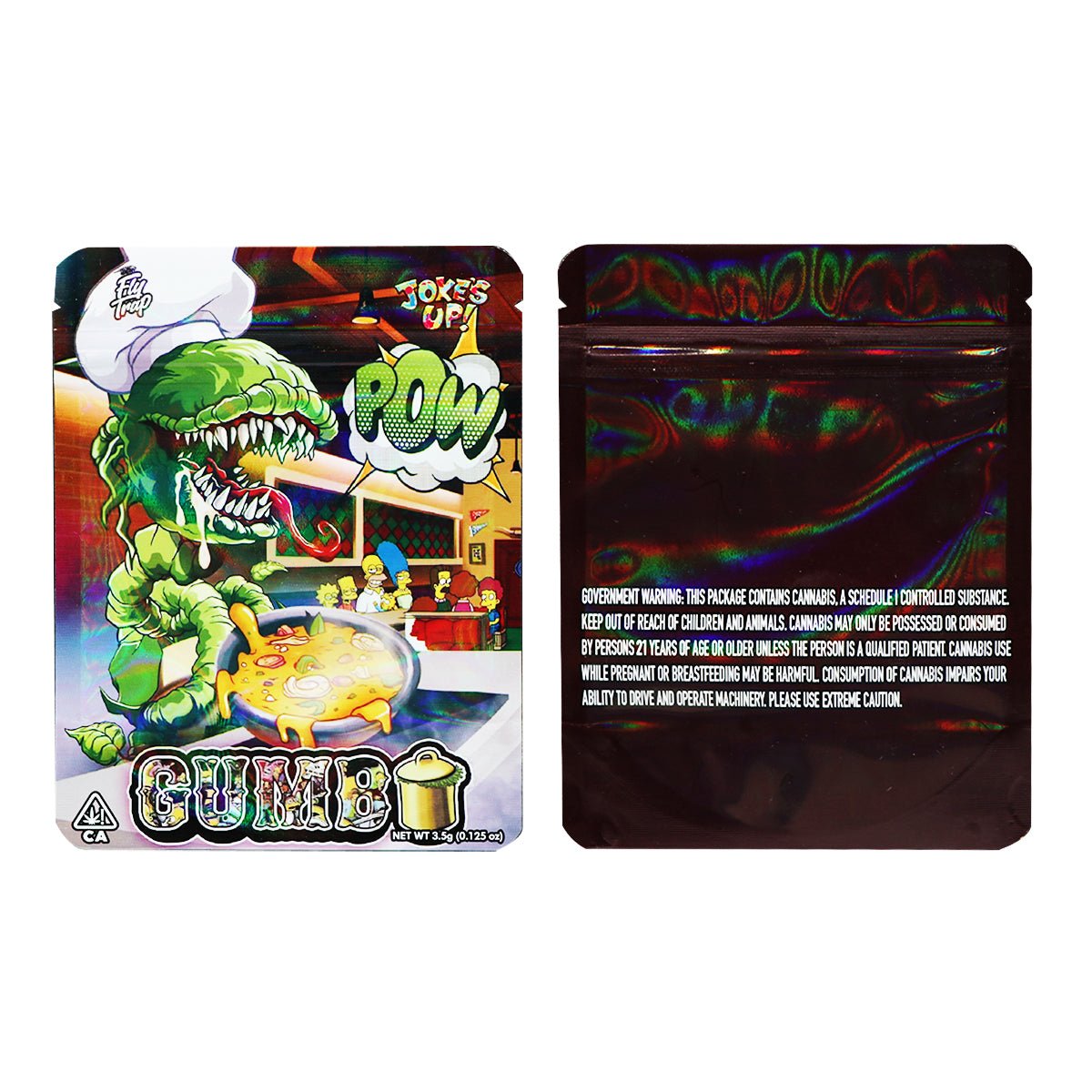 Gumbo Pow Holographic Mylar Bags 3.5 Grams - Custom 420 bagPackaging & Storage