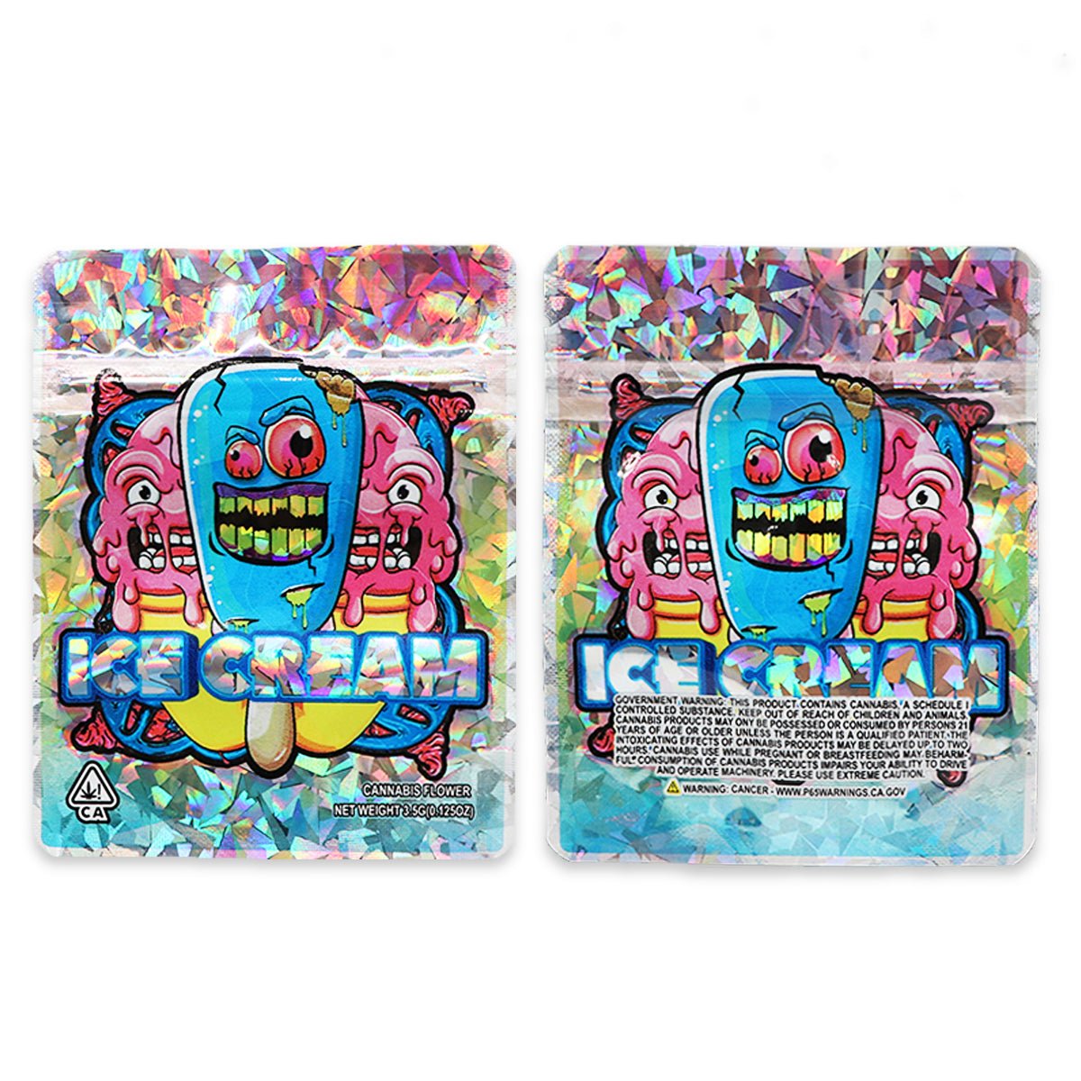 Ice Cream Holographic Mylar Bags 3.5 Grams