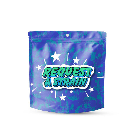 Request a Strain Round Edge 3.5g (1/8 Ounce) Mylar Sticker Bags