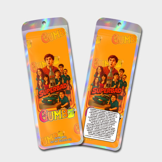 Superbad Gumb 1G Labeled Pre-Roll Mylar Bags