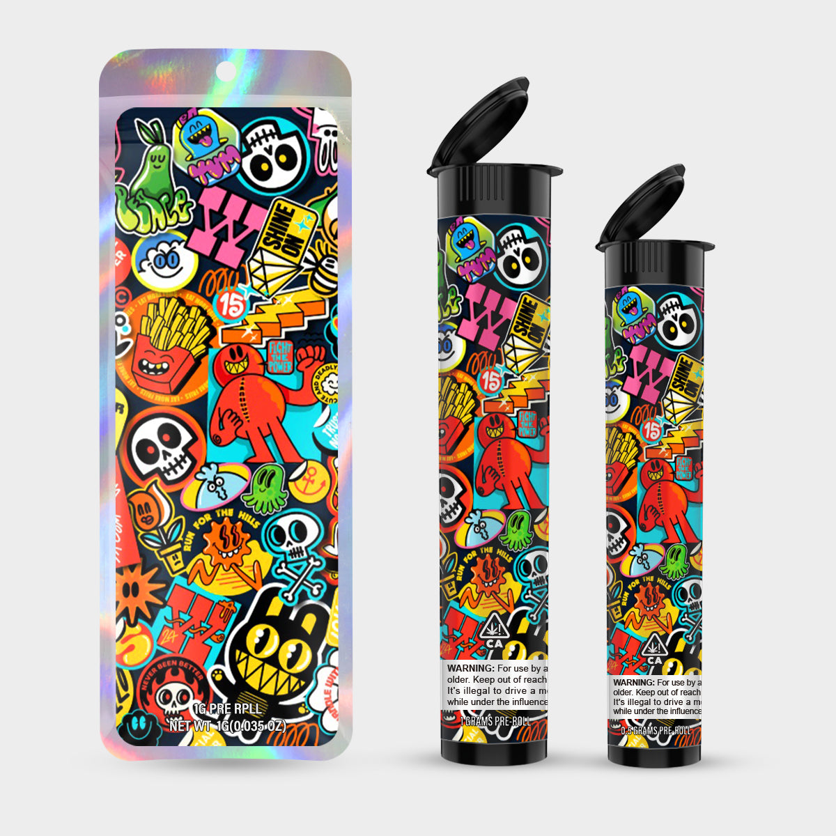 Shine On 1g 0.5g Labeled Pre-Roll Tubes with Bag