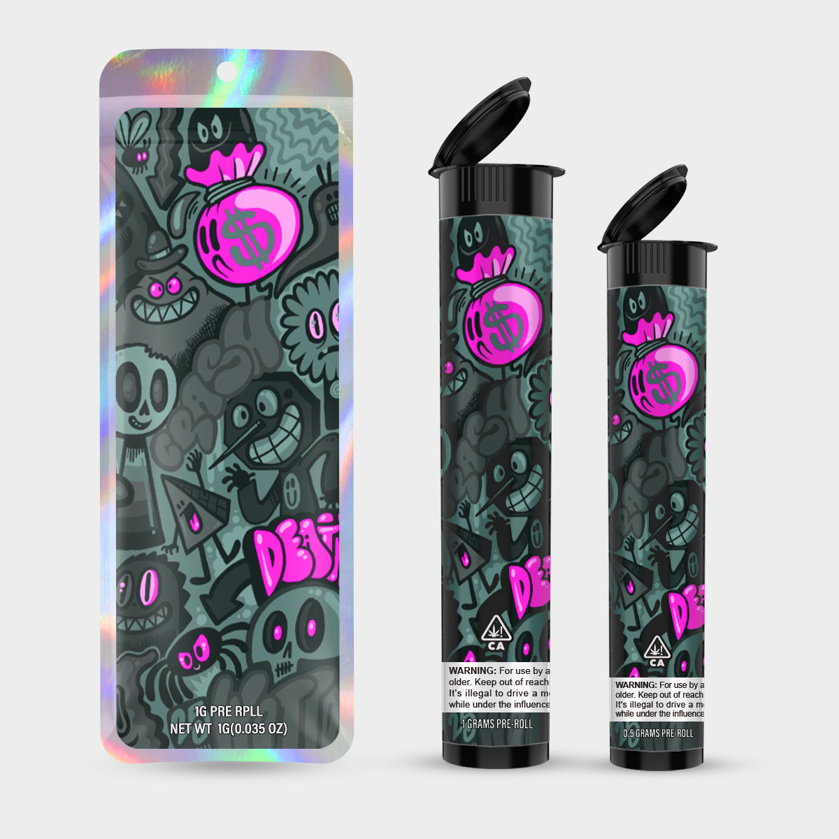 Miss 1g 0.5g Labeled Pre-Roll Tubes with Bag