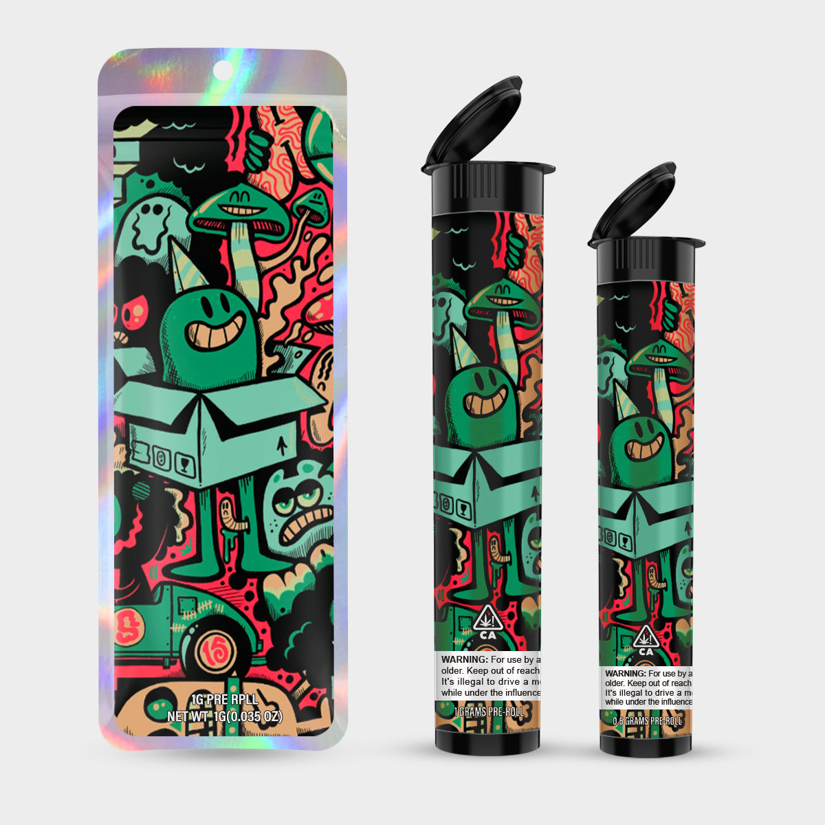 Panic 1g 0.5g Labeled Pre-Roll Tubes with Bag