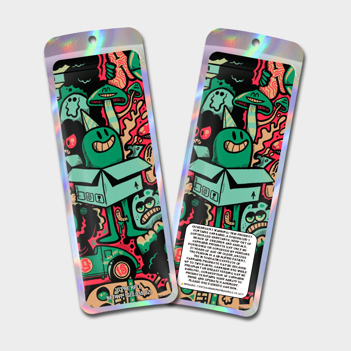 Panic 1G Labeled Pre-Roll Mylar Bags