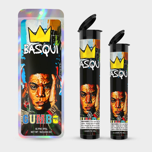 Gumbo Basqui 1g 0.5g Labeled Pre-Roll Tubes with Bag