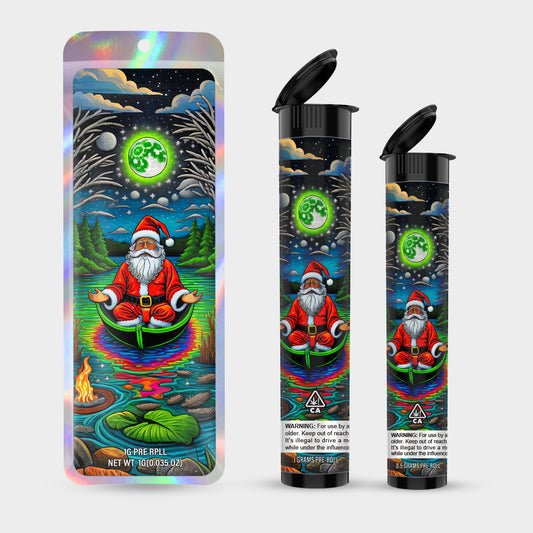 Father Christmas 1g 0.5g Labeled Pre-Roll Tubes with Bag