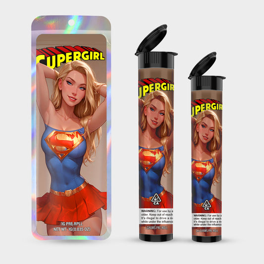 Super Girl 1g 0.5g Labeled Pre-Roll Tubes with Bag