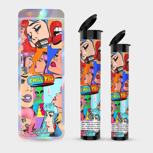 Chill Pill 1g 0.5g Labeled Pre-Roll Tubes with Bag