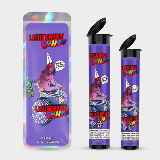 Lieutenant Punts 1g 0.5g Labeled Pre-Roll Tubes with Bag