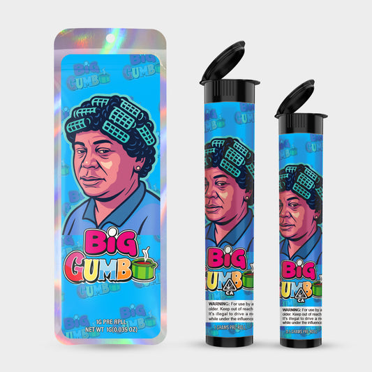 Big Gumb 1g 0.5g Labeled Pre-Roll Tubes with Bag