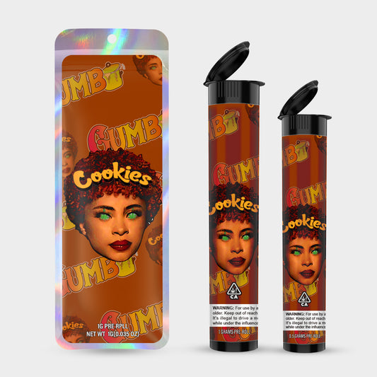Cookies Gumb 1g 0.5g Labeled Pre-Roll Tubes with Bag