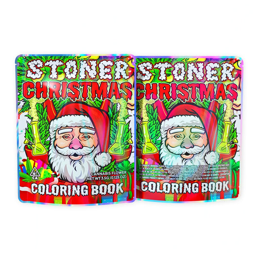 Stoner Christmas Coloring Book Mylar Bags 3.5 Grams