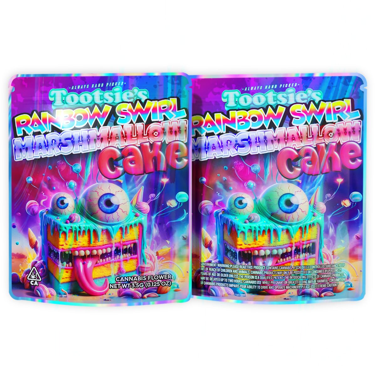 Rainbow Swirl Marshmallow Cake 3.5G Mylar Bags