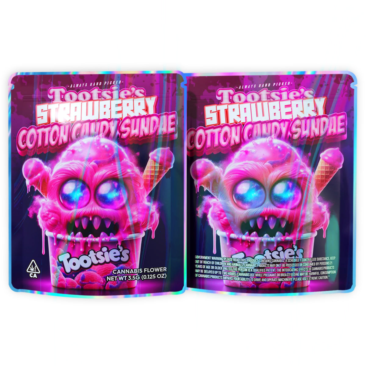 Strawberry Cotton Candy Sundae 3.5G Mylar Bags