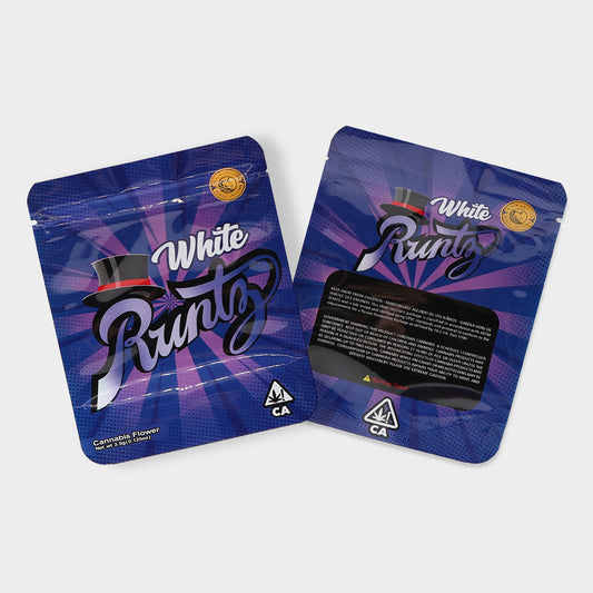 White Runty 3.5G Mylar Bags