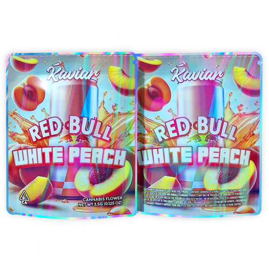 Red Bull White Peach 3.5G Mylar Bags