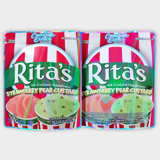 Rita's Ice Custard Happiness Strawberry Pear Custard 3.5G Mylar Bags