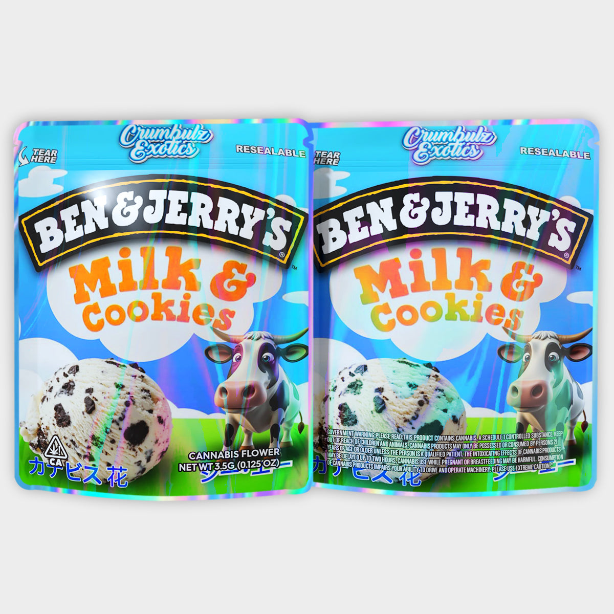 Ben & Jerry's Milk & Cookies 3.5G Mylar Bags