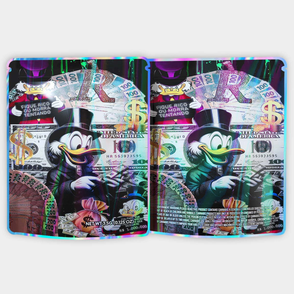 Fique Rico Ou Morra Tentando 3.5G Mylar Bags