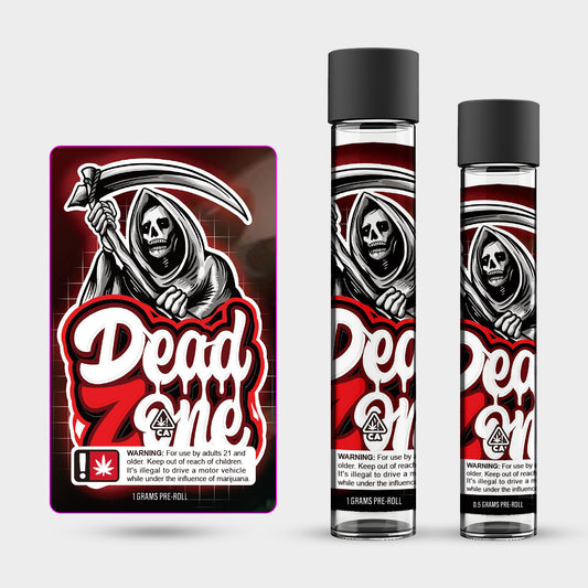 Dead Zone 1g 0.5g Labeled Pre-Roll Glass Tubes