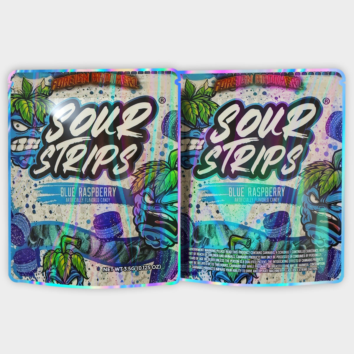 Sour Strips Blue Raspberry 3.5G Mylar Bags