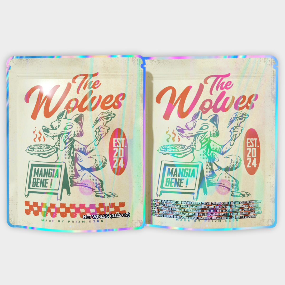 The Wolves Mangia Bene 3.5G Mylar Bags