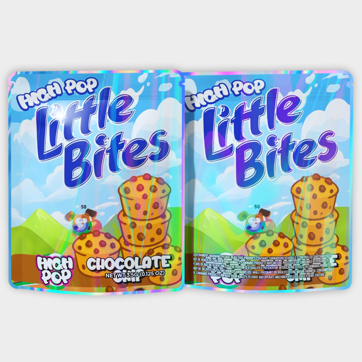 High Pop Little Bites Chocolate Chip 3.5G Mylar Bags