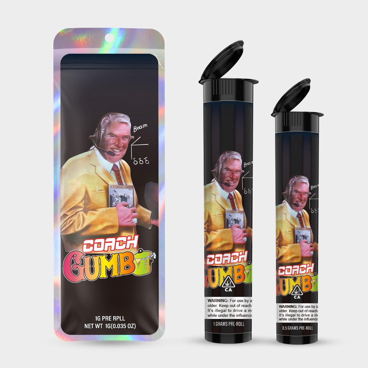 Coach Gumb 1g 0.5g Labeled Pre-Roll Tubes with Bag