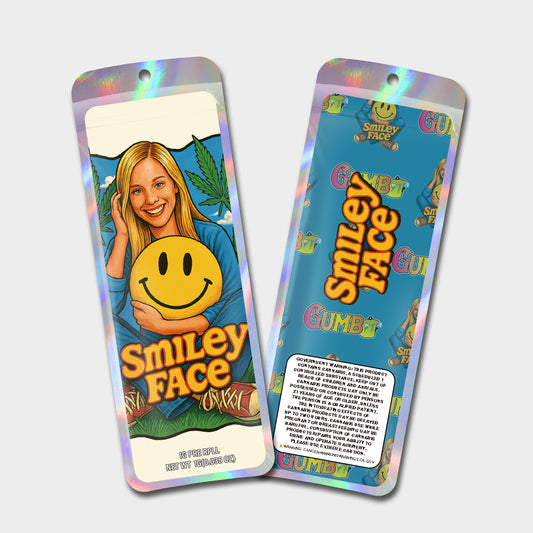Smiley Face 1G Labeled Pre-Roll Mylar Bags