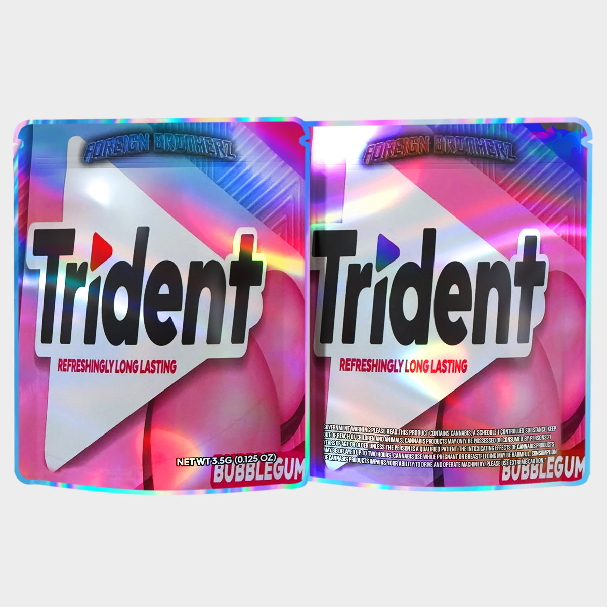 Trident Bubblegum 3.5G Mylar Bags