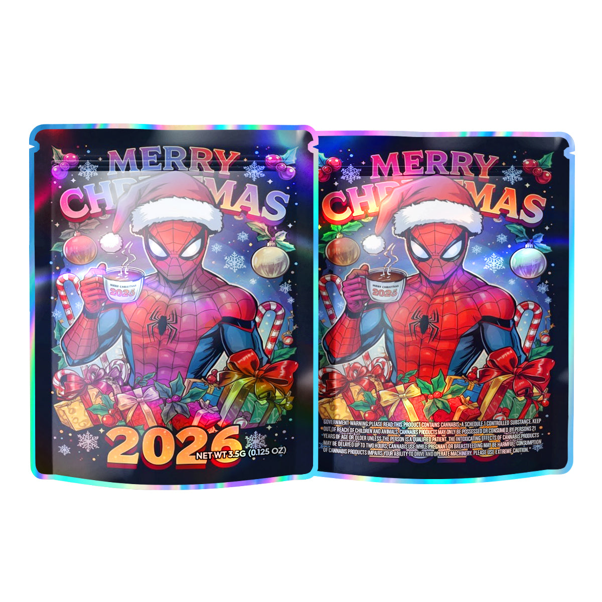 Merry Christmas 2026 3.5G Mylar Bags