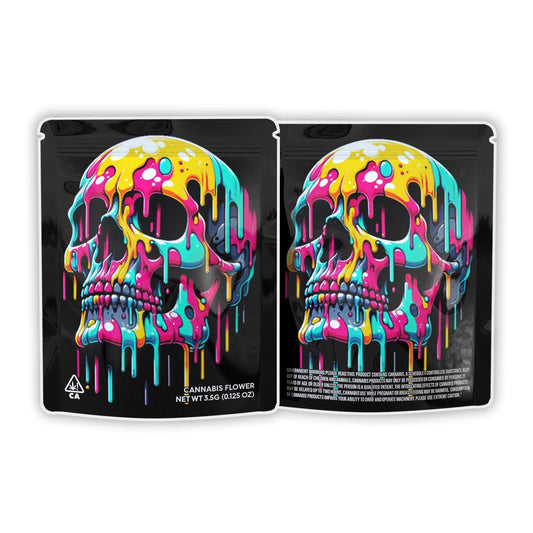 Color Art Skull Weed Mylar Bags 3.5 Grams