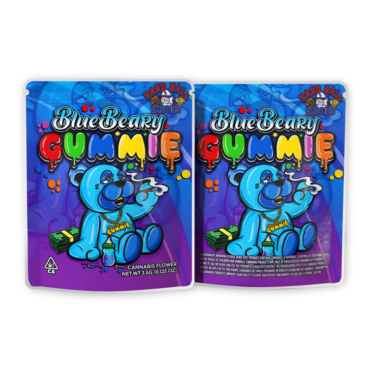 Blue Beary Gummy  HardBall Exotics Mylar Bags 3.5 Grams