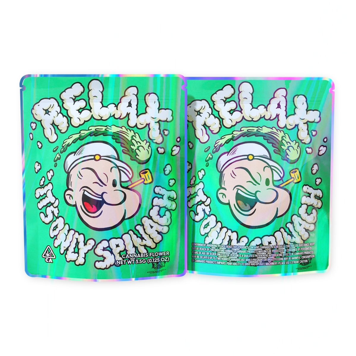 Relax It's Only Spinach Mylar Bags 3.5 Grams
