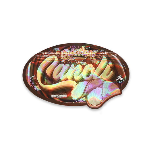 CHOCOLATE CANOLI 3.5G Mylar Bags Holographic - Custom420bagPackaging & Storage